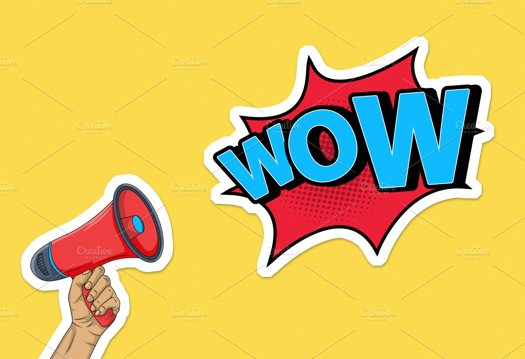 Megaphone and comic lettering wow, an Arts & Entertainment Photo by BOOCYS
