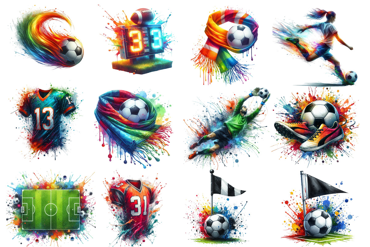 Watercolor Football Clipart, an Illustration by Designworld (Photo 3 of 4)