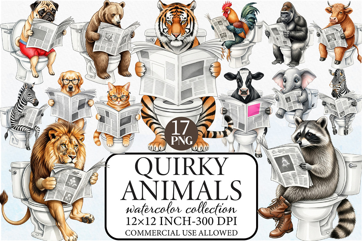 Quirky Animals Sublimation Clipart, an Illustration by Libby Wishes (Photo 1 of 7)