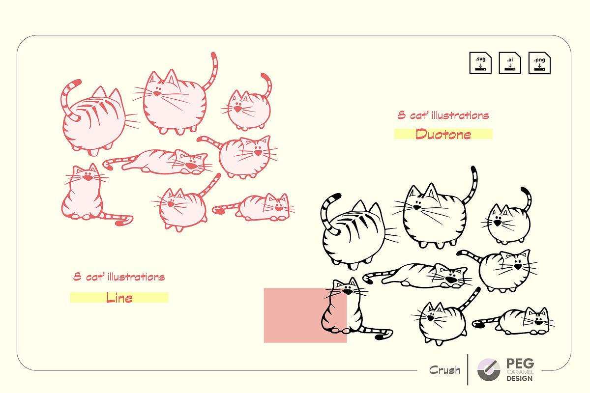 Cat Illustrations Hand-Drawn Kawaii, an Animal Illustration by Peg Design (Photo 2 of 6)
