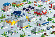 Vector  Isometric City neighborhood, a Person Illustration by Andres Moncayo (Thumbnail 1 of 2)