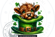 St Patricks day Highland Cow Clipart, an Animal Illustration by ThatsDesignArt (Thumbnail 4 of 10)