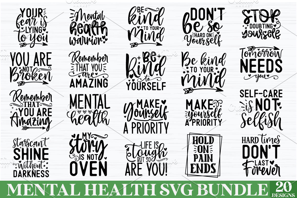Mental health SVG Bundle, a Graphic by Etcify (Photo 1 of 11)
