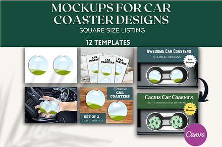 Canva Car Coaster Mockup, a Merchandise Mockup by Joy Thrive Studio