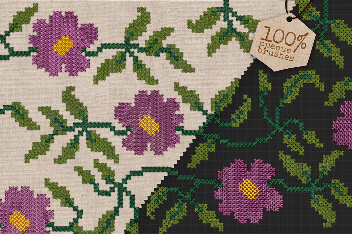 Embroidery Art Brushes For Procreate, a Brush Add-On by bokettori (Photo 3 of 42)