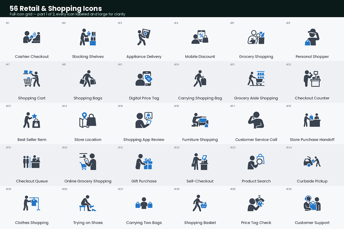 56 Retail & Shopping Icons, a Duotone Icon by Symbolic Language (Photo 2 of 4)