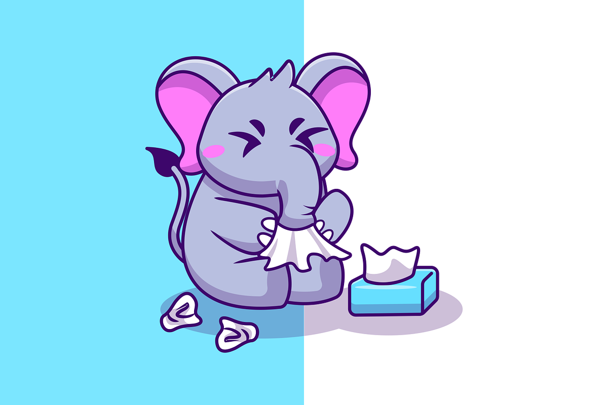 Cute Elephant Flu Cartoon, an Animal Illustration by Artstorystudio (Photo 2 of 3)