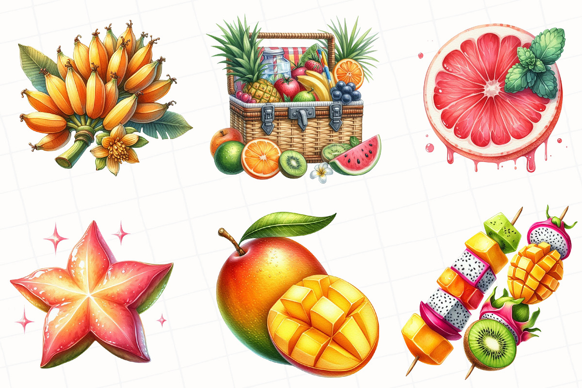 Tropical Fruit Summer Clipart, an Illustration by OK Design (Photo 3 of 5)