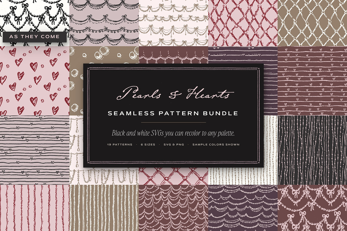 Pearls & Hearts Seamless Patterns, a Pattern Graphic by The October Creative (Photo 1 of 12)