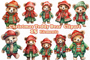 Christmas Teddy Bear Clipart,Xmas