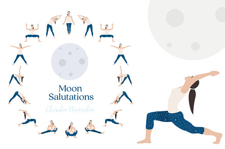 Moon Salutation vector illustrations