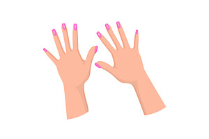 Hands With Feminine Pink Manicure