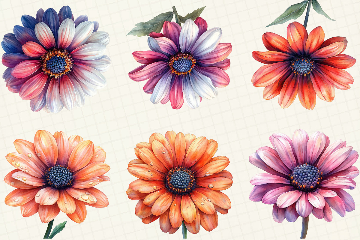 African Daisy Flower Bloom Clipart, an Illustration by OK Design (Photo 2 of 5)