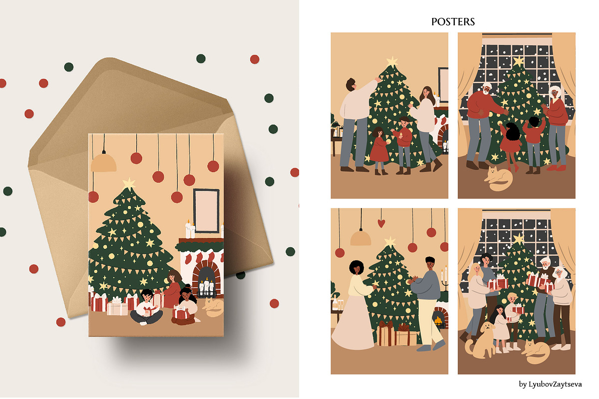 Merry Christmas clipart, a Seasonal Illustration by LyubovZaytseva (Photo 6 of 18)