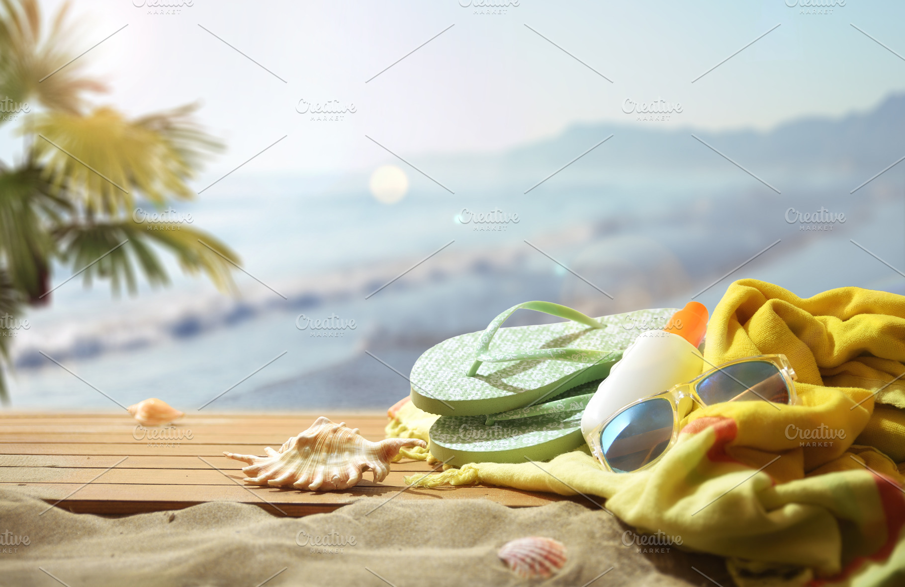 Beach Accessories on Sunny Tropical Shore, a Holiday Photo by Davizro's Market