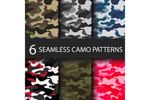 6 pack Camouflage seamless pattern
