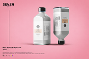 Glass Milk Bottle Set Mockup, an Advertising Mockup by Se٧enStudio (Thumbnail 1 of 2)