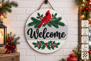 Welcome Cardinal DIY Door Hanger SVG, an Object Illustration by Canvas Craft