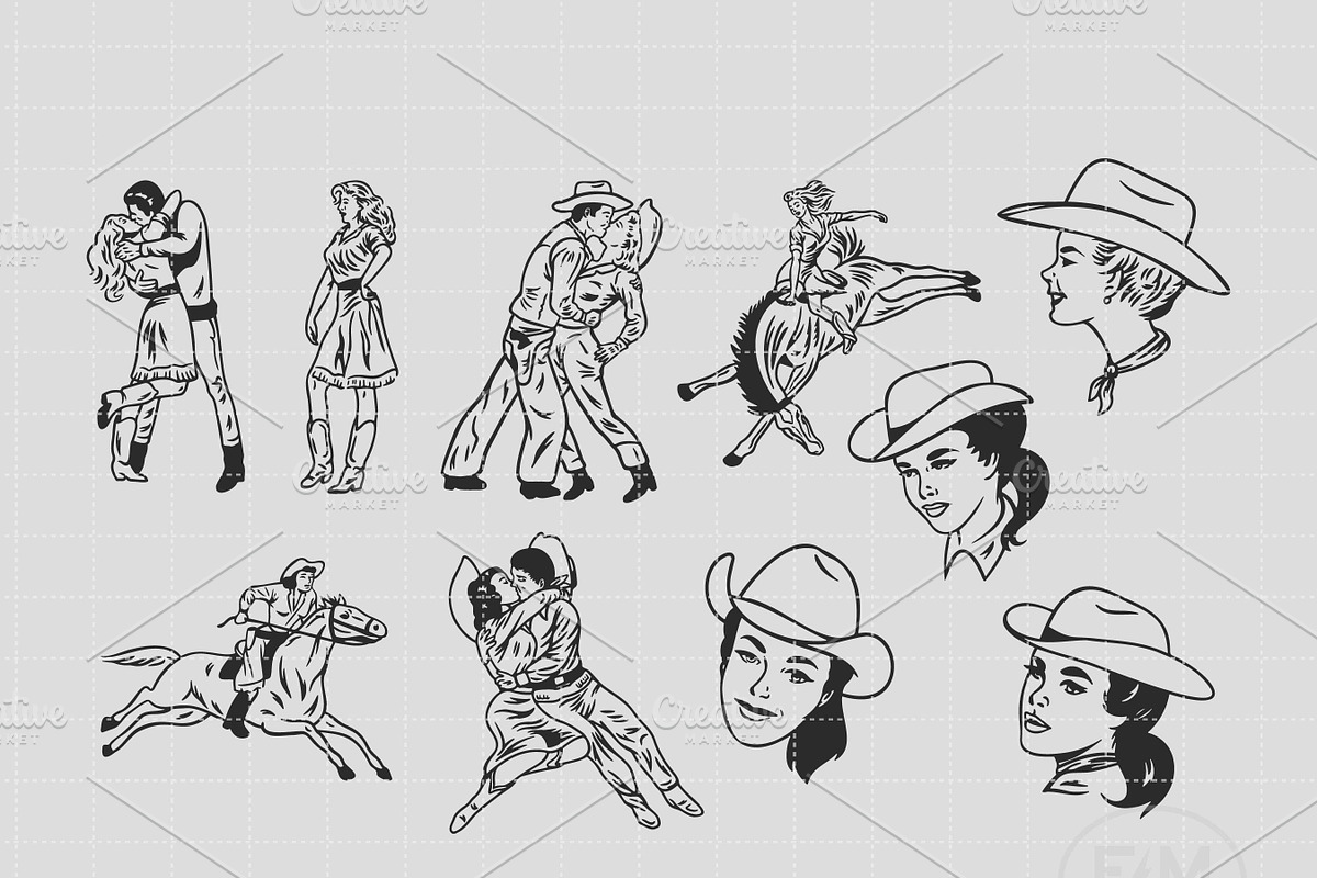 Cowgirl Illustration Bundle, an Illustration by FM Era Studio (Photo 2 of 2)