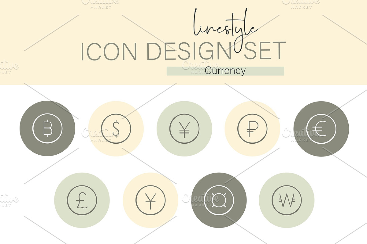 Linestyle Icon Design Set Currency, an Outline Icon by pepulousdsg