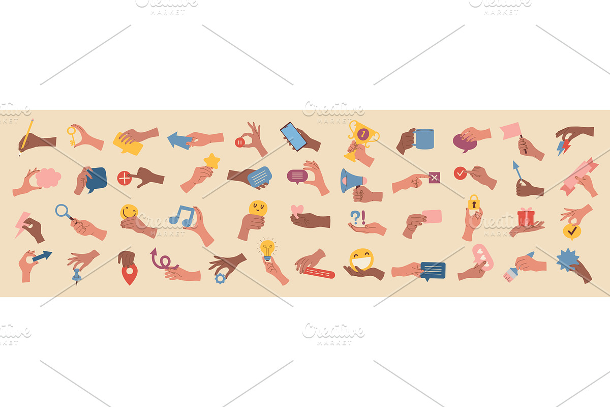 Hands gestures. Human hands holding, an Object Illustration by Onyx
