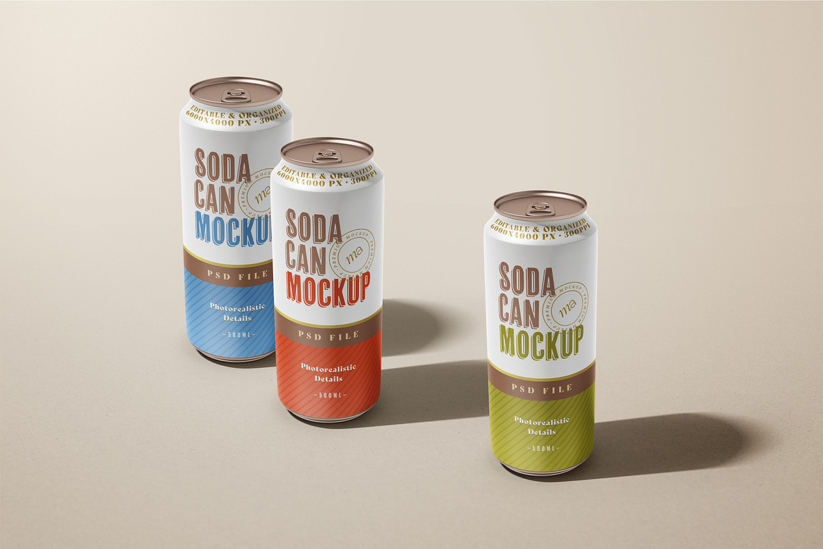 Soda Can Mockup Set, a Cups & Container Mockup by mockupatelier (Photo 12 of 12)