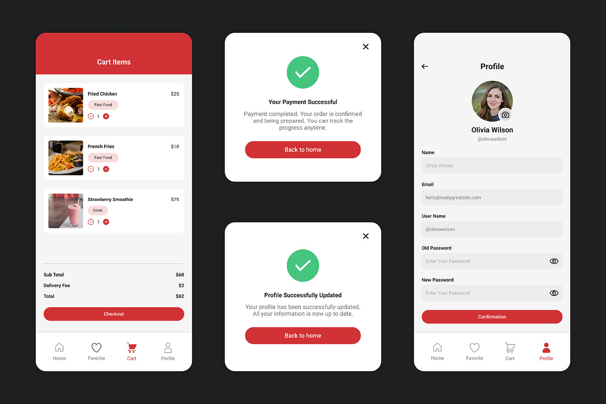 Redfudz - Food Mobile App UI Kit, an UI Kit Template by Kmg Design (Photo 5 of 6)