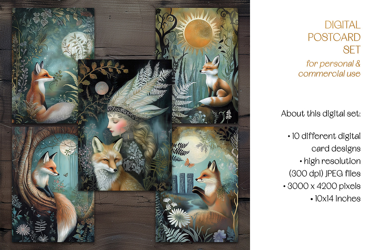 Fox & Fern Postcard Illustration Set, an Animal Illustration by The Dutch Lady Designs (Photo 6 of 8)