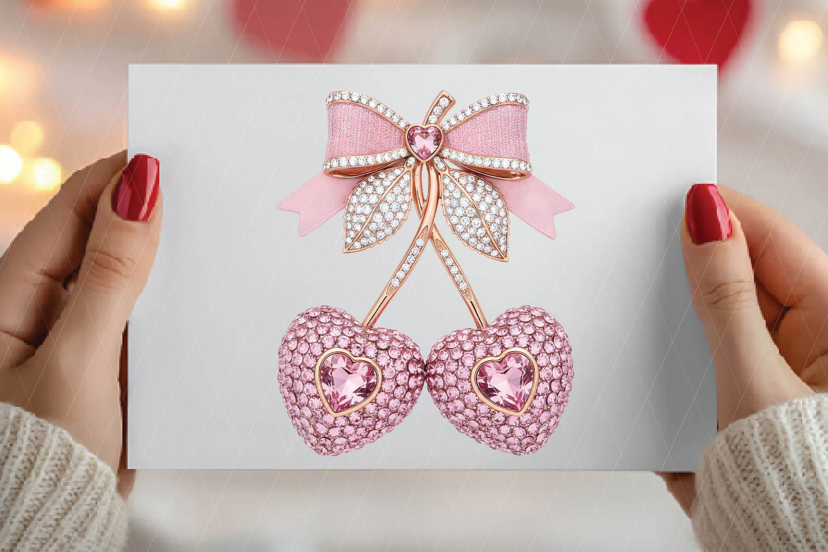 Valentine Cherry Rhinestone PNG, an Illustration by DreamPrint404 (Photo 5 of 6)