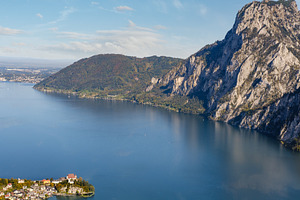 Peaceful autumn Alps mountain Traunsee lake view from Kleiner So, a Nature Photo by YuriyB