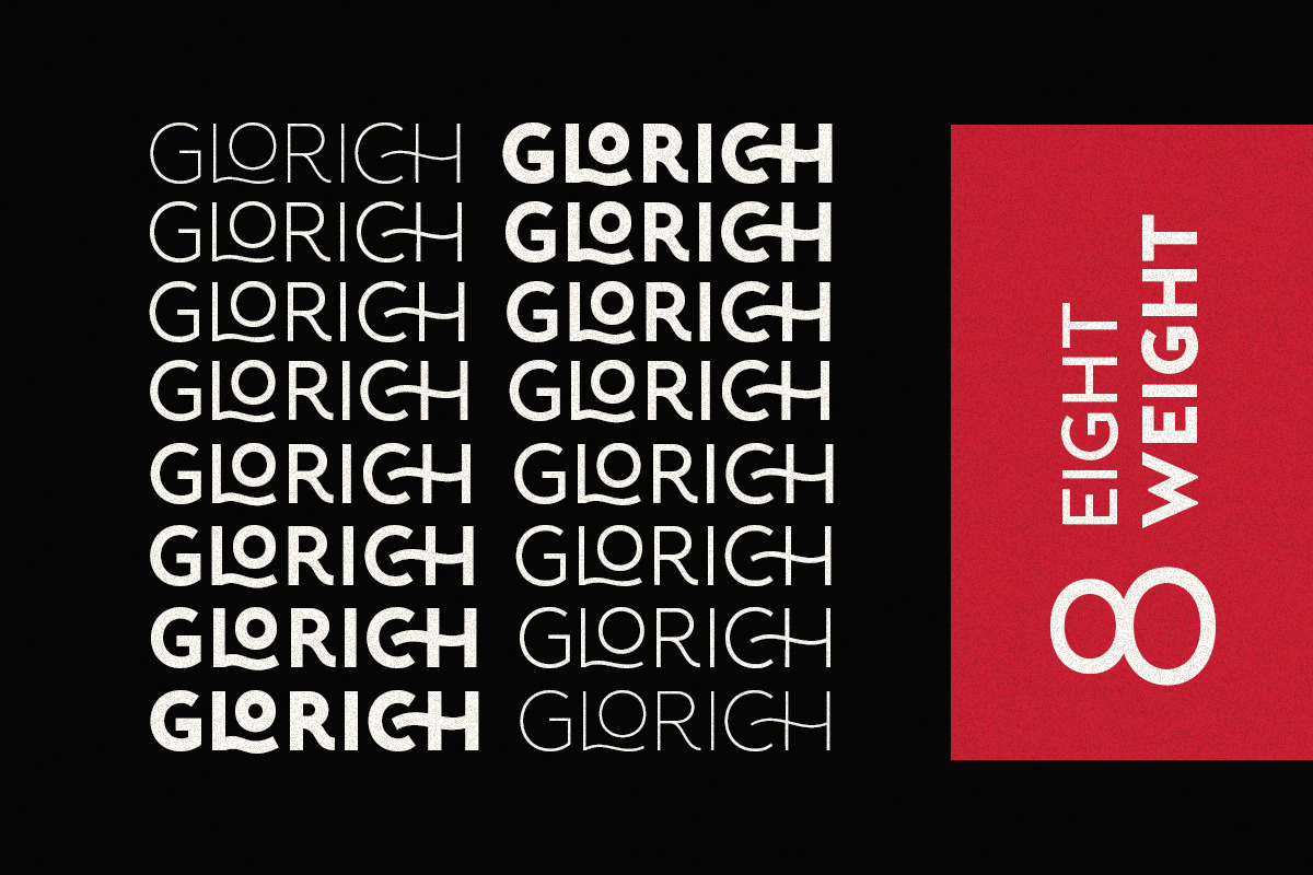 Glorich - Stylish Sans (8 FONTS), a Sans Serif Font by Sarid Ezra (Photo 2 of 12)