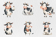 Watercolor Funny Cow Clipart, a Seasonal Illustration by Rose Art (Thumbnail 2 of 7)