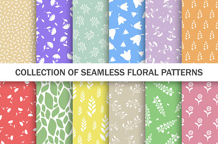 Bright floral seamless patterns