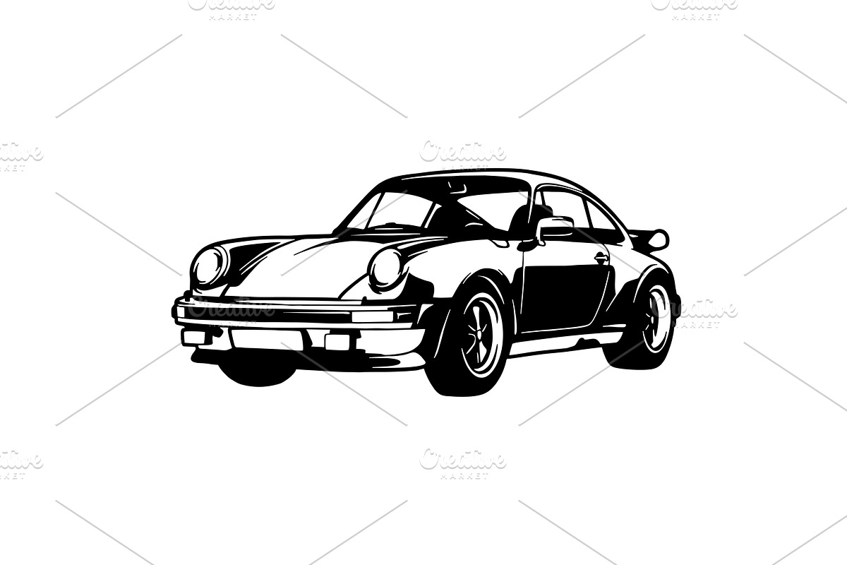 Muscle car - Classic Car, Stencil, an Object Illustration by Digital-Clipart