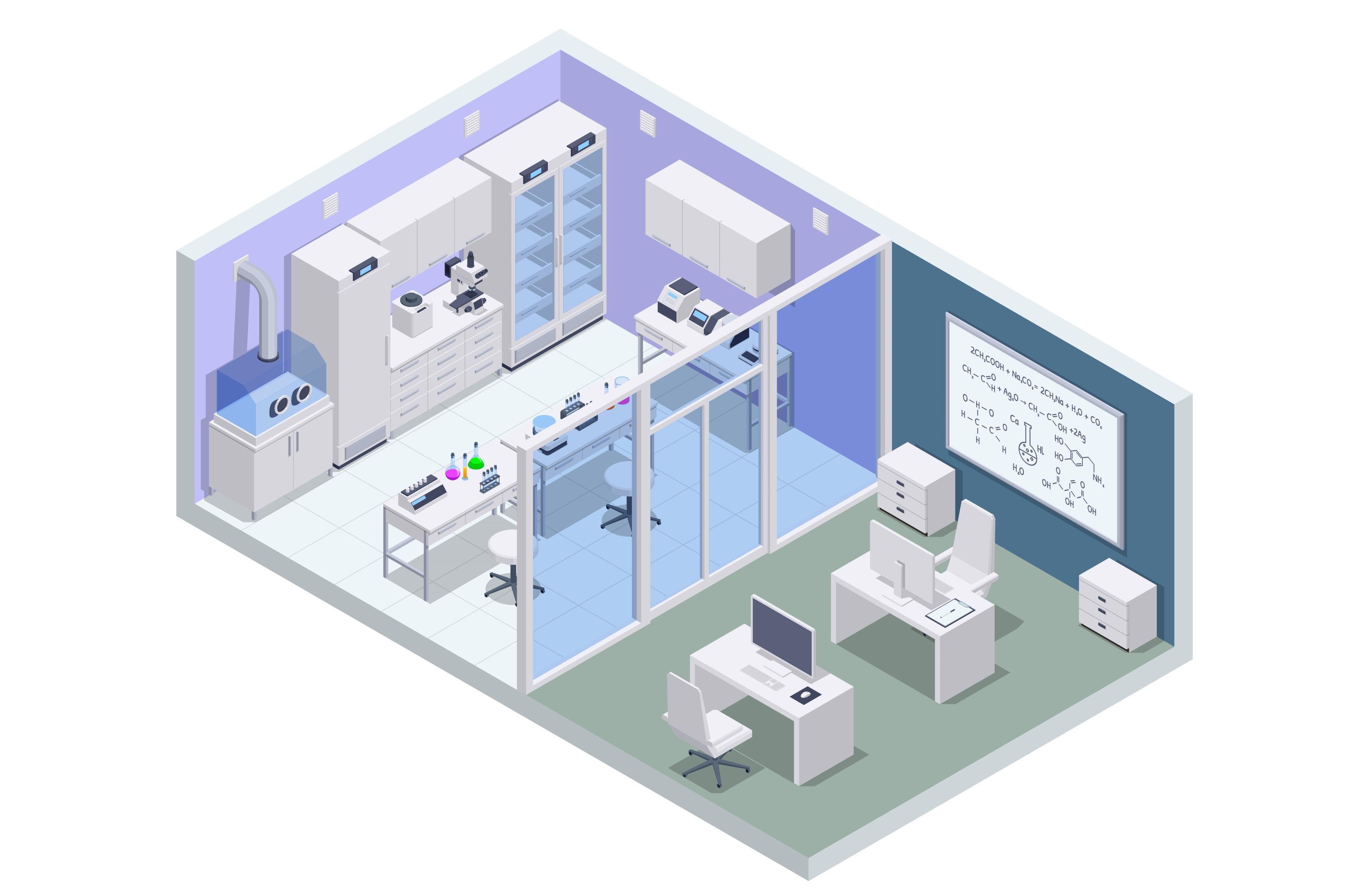 Isometric chemical laboratory, a Healthcare Illustration by Golden ...