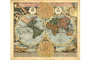 High Quality Antique World Map 1663