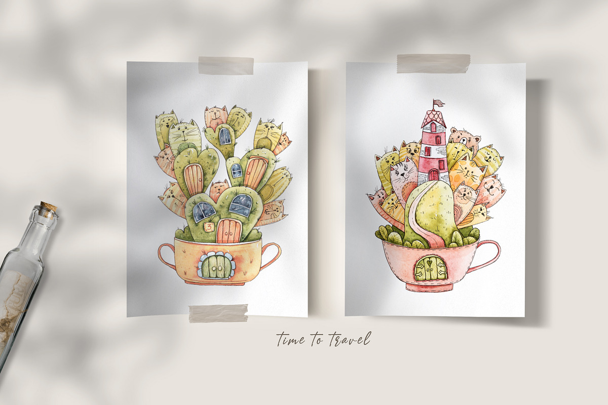 SALE! Watercolor Fairy tale cottage, a Decorative Illustration by Tiana Geo (Photo 8 of 13)