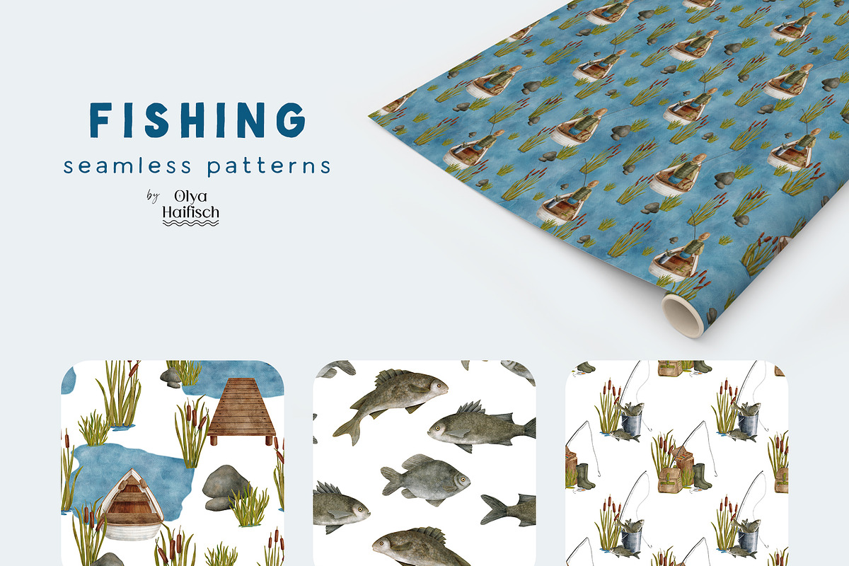 Watercolor Fishing Collection, an Object Illustration by Olya Haifisch (Photo 6 of 9)