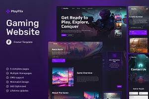 PlayFlix - Game Directory Framer, a Websites & App Template by peterdraw