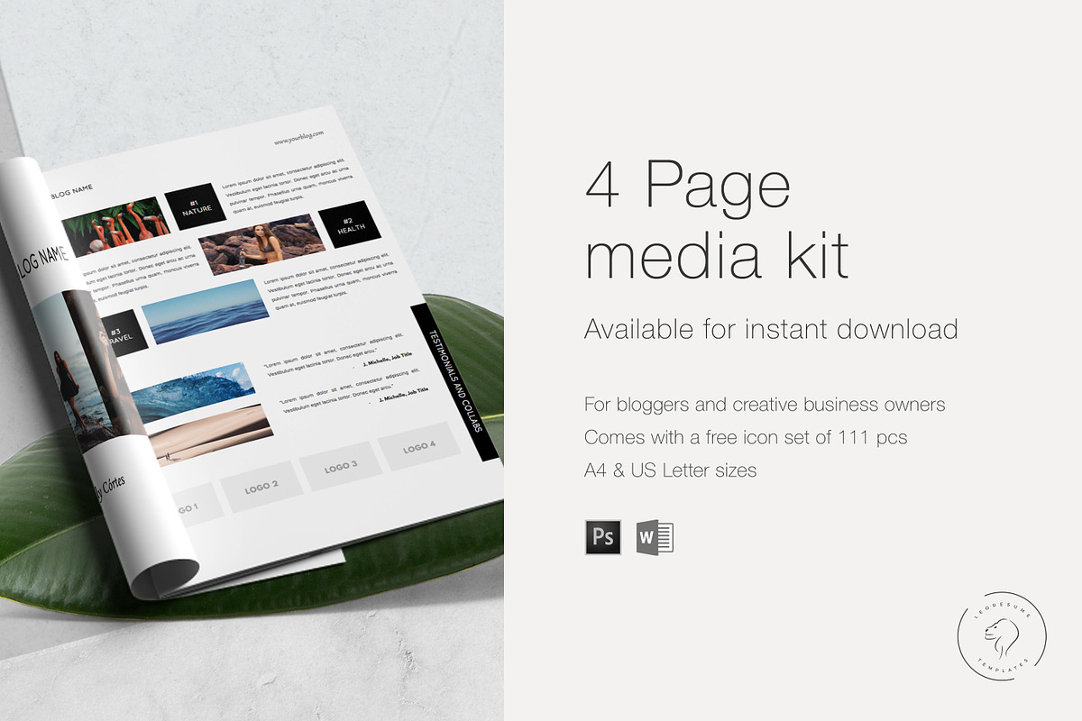 Media Kit Template - 4 Pages, a Resume Template by Leo Resume (Photo 6 of 7)