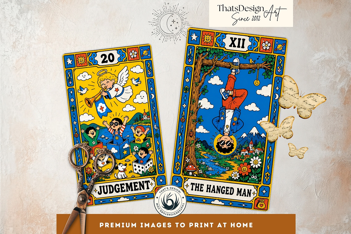 Sunny Doodle Yellow Tarot Cards, a Decorative Illustration by ThatsDesignArt (Photo 8 of 10)