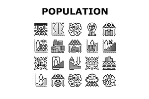 population growth icons set vector, an Education Illustration by pikepicture
