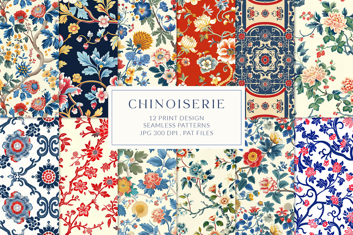Chinoiserie Floral Seamless Pattern, a Pattern Graphic by Olya Creative (Photo 1 of 20)