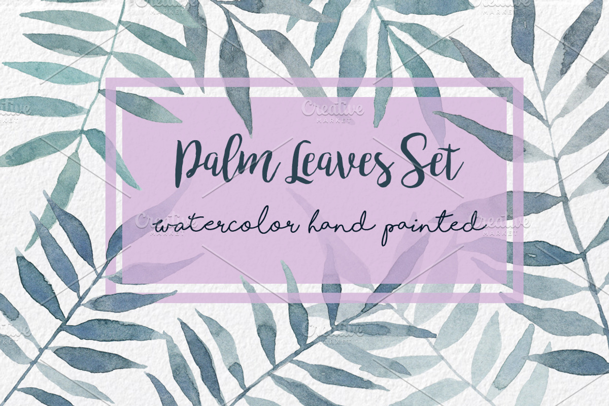 Palm Leaves watercolor hand painted, a Decorative Illustration by MaraquelaStudio (Photo 1 of 4)