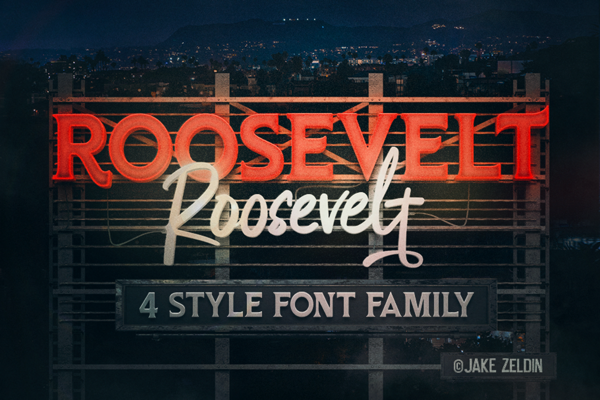 Roosevelt - Vintage 4 Font Family, a Script Font by Zelly Design Co. (Photo 1 of 6)