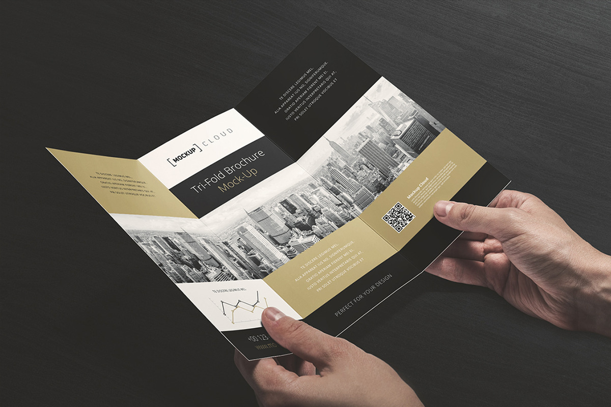 Tri-fold Brochure Mock-Up, a Print Template by Mockup Cloud