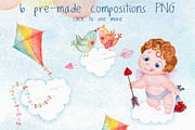 Valentines day love watercolor set, an Illustration by antuanetto (Thumbnail 3 of 11)