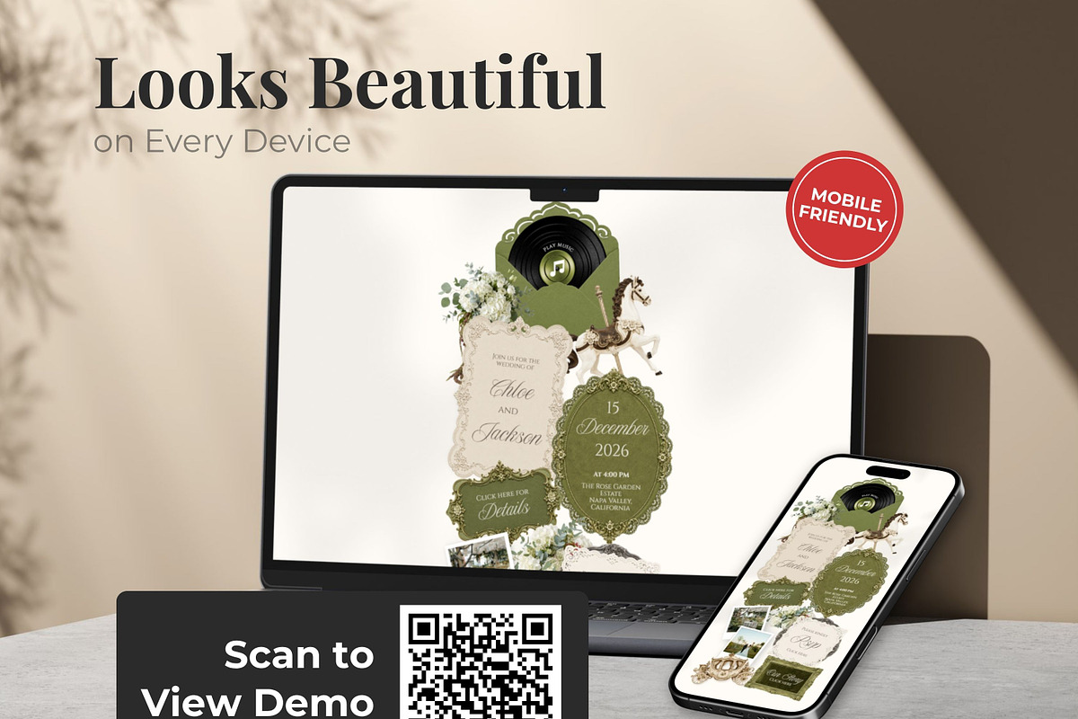 Vintage Green Wedding Website, a Landing Page Template by Everyday Perfection (Photo 5 of 13)