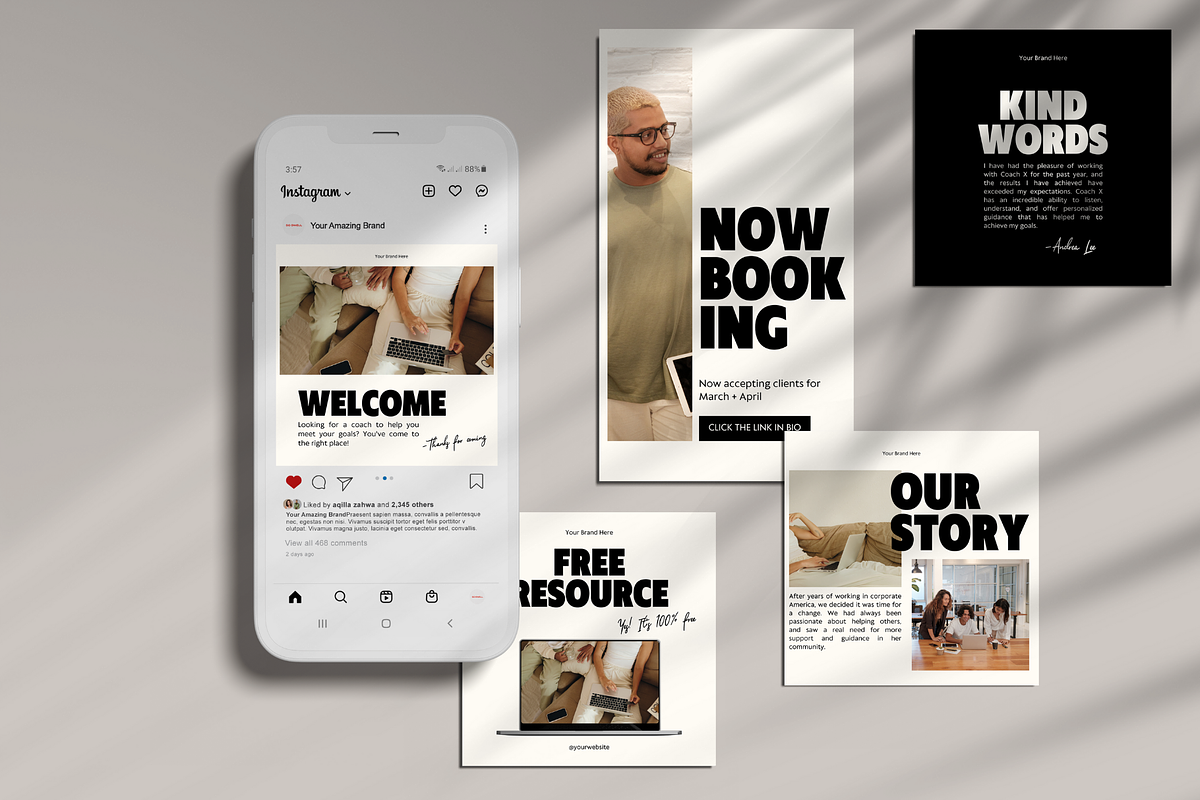 50 Modern Canva Instagram Templates, a Social Media Template by So Swell Studio (Photo 9 of 14)