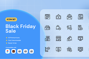 Black Friday Sale Icon Set, an Outline Icon by Nathaya Studio